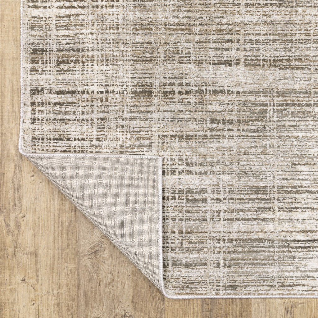 2' X 8' Beige Grey Ivory Tan And Brown Abstract Power Loom Stain